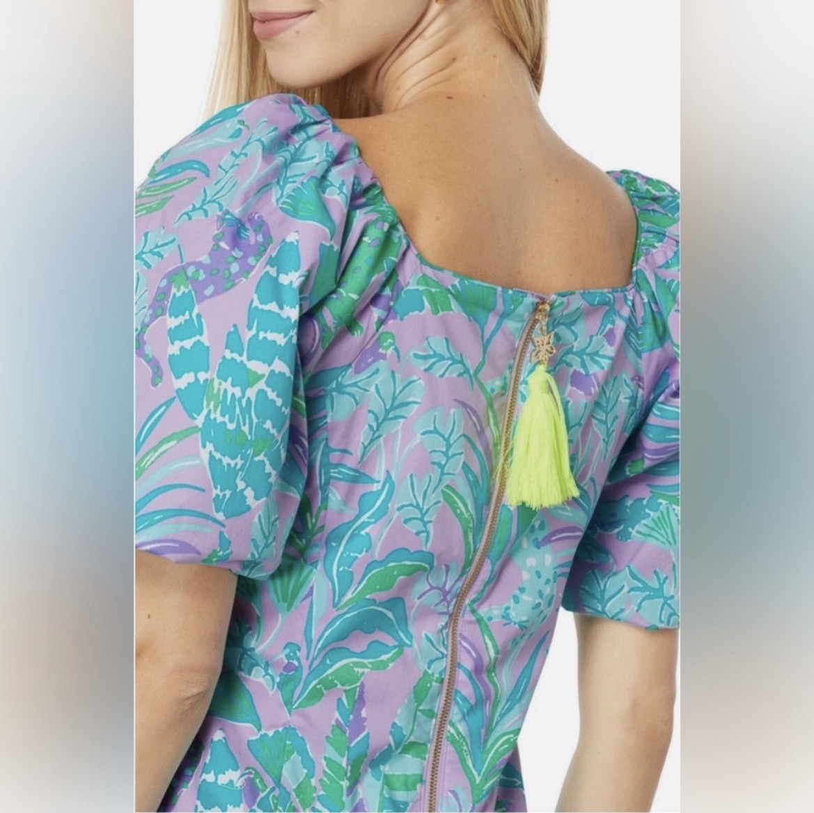 🆕 NWT Lilly Pulitzer Lettie Short Sleeve Stretch Purple Iris On The Chase SZ 10