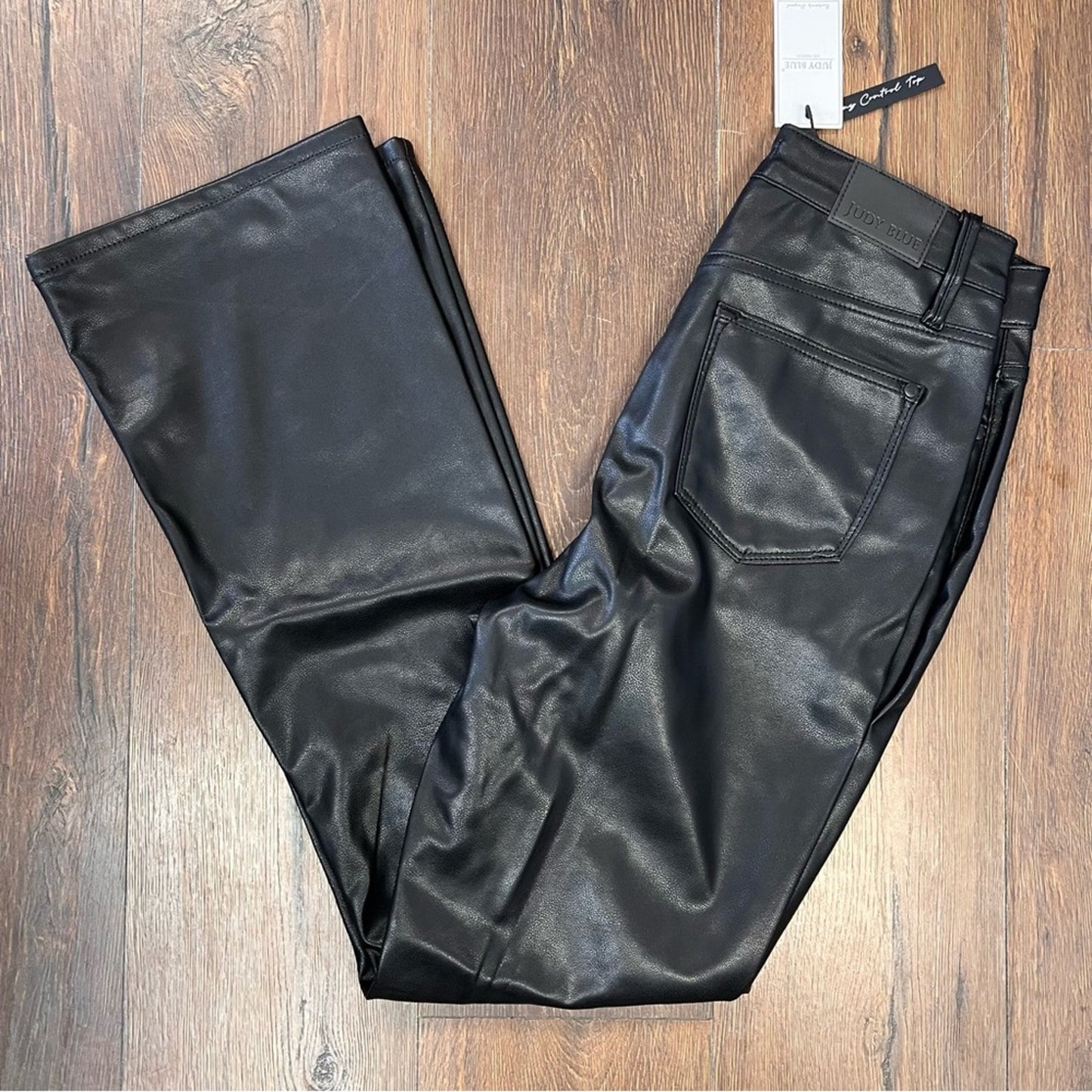 NEW Judy Blue Tummy Control Faux Leather Bootcut Pants SZ 7/28