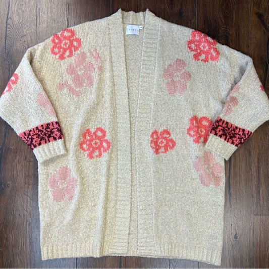 LUSH floral open cardigan SZ LG
