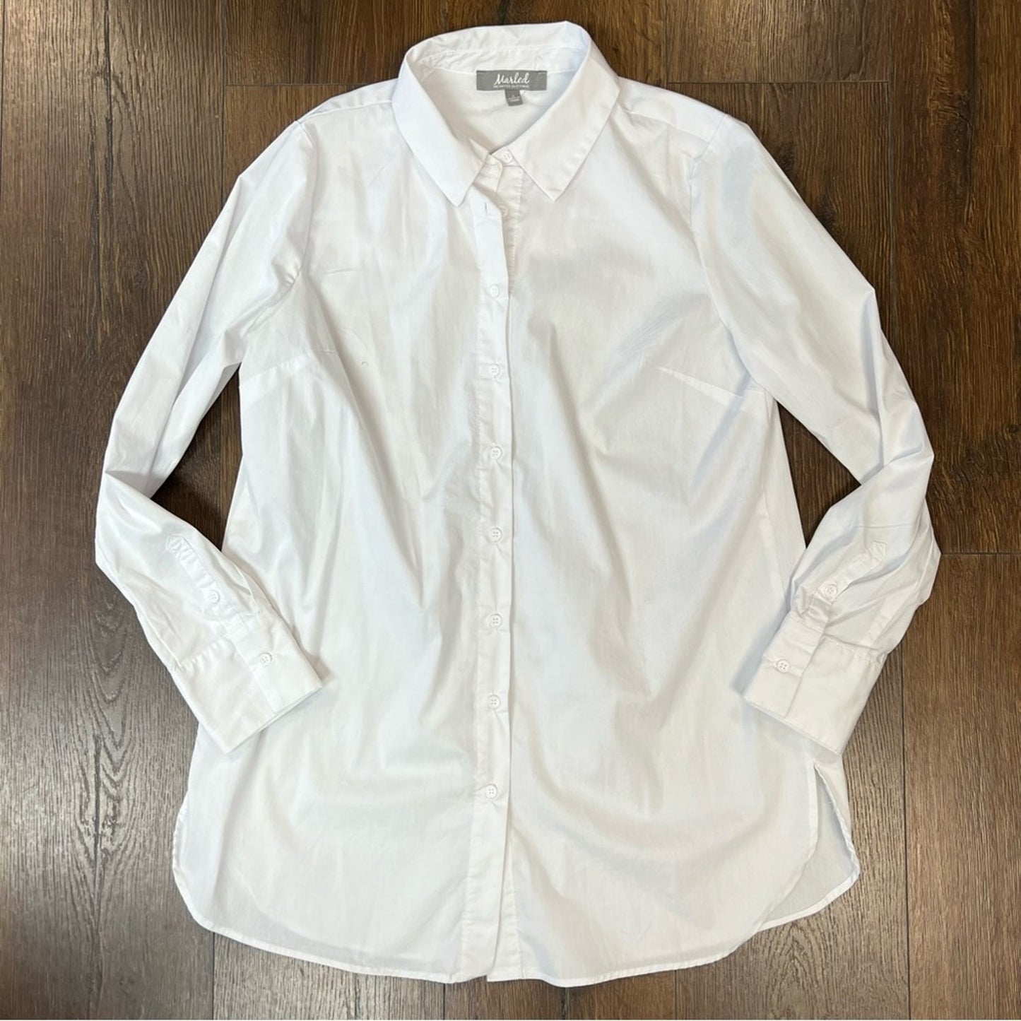 Marled white button up shirt SZ SM