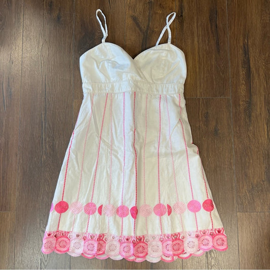 Lilly Pulitzer pink and white linen blend summer dress SZ 10