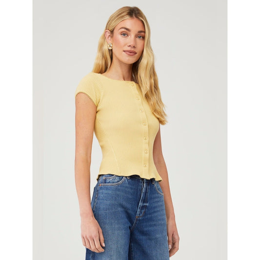 🆕 Free People Most Wanted Yellow Ribbed Cardigan NWT SZ MED