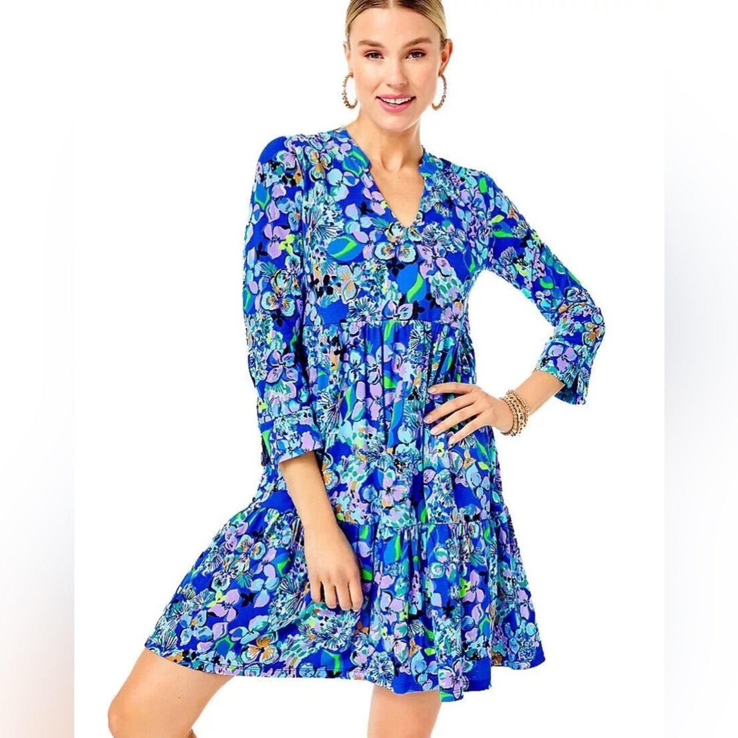 Lilly Pulitzer Alaina Dress Blue Grotto Twlight Tropics SZ SM