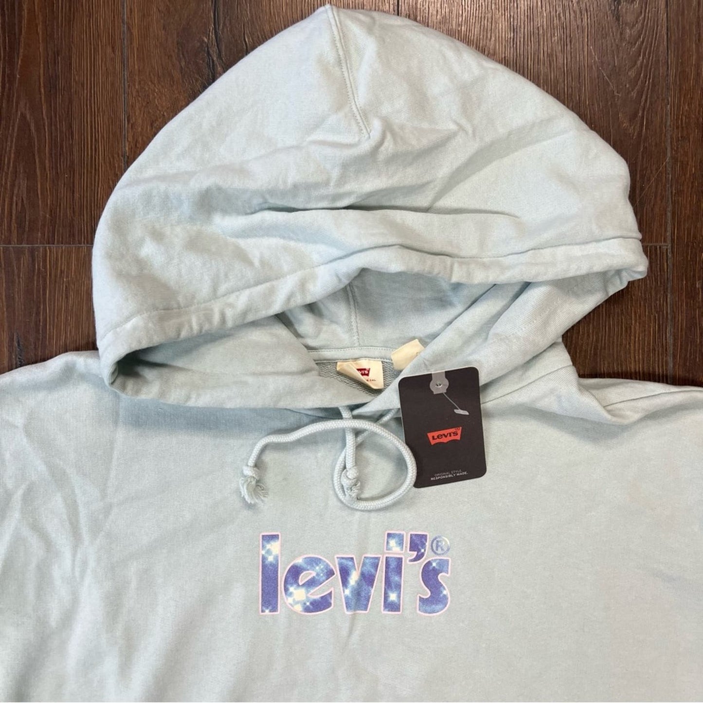 🆕 Levi’s mint and purple tye dye pullover hoodie SZ XL