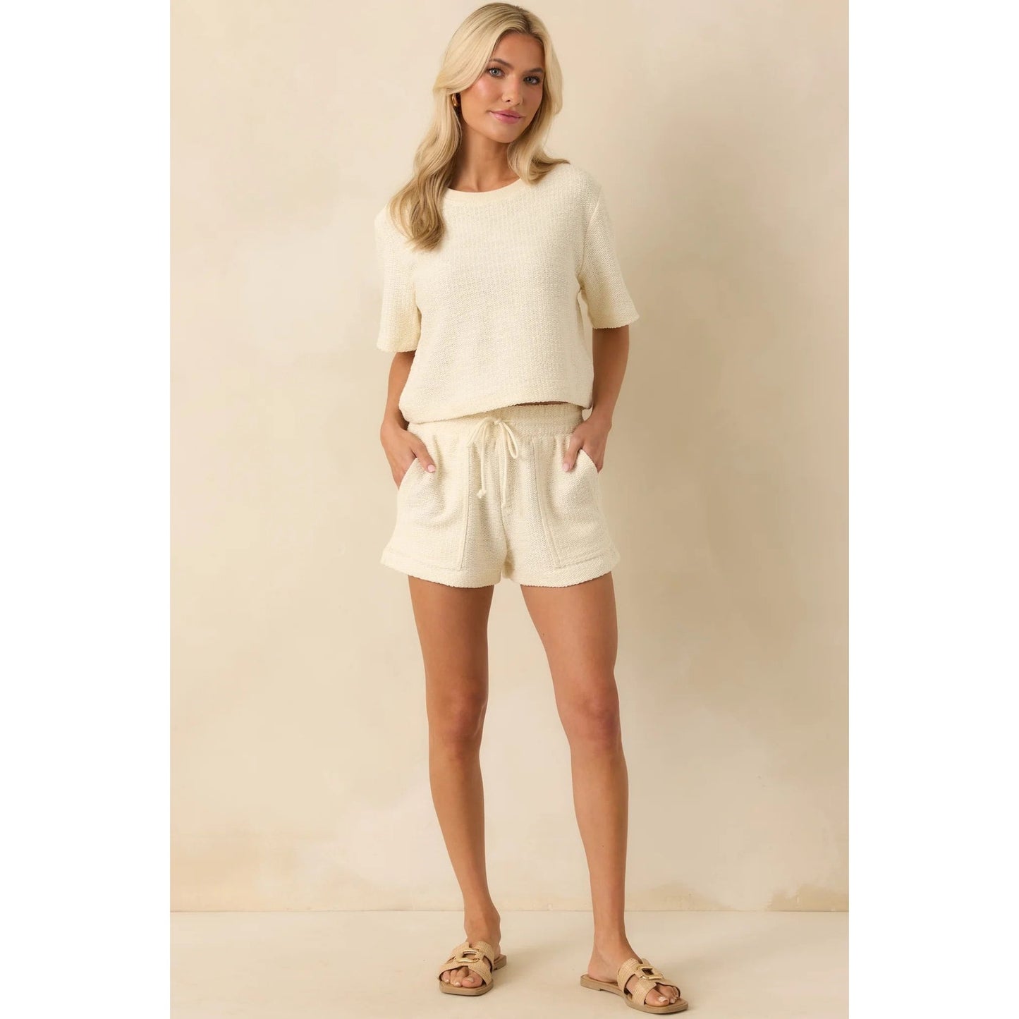 NWT Z SUPPLY IVORY COTTON KNOX TERRY SHORTS SZ MED