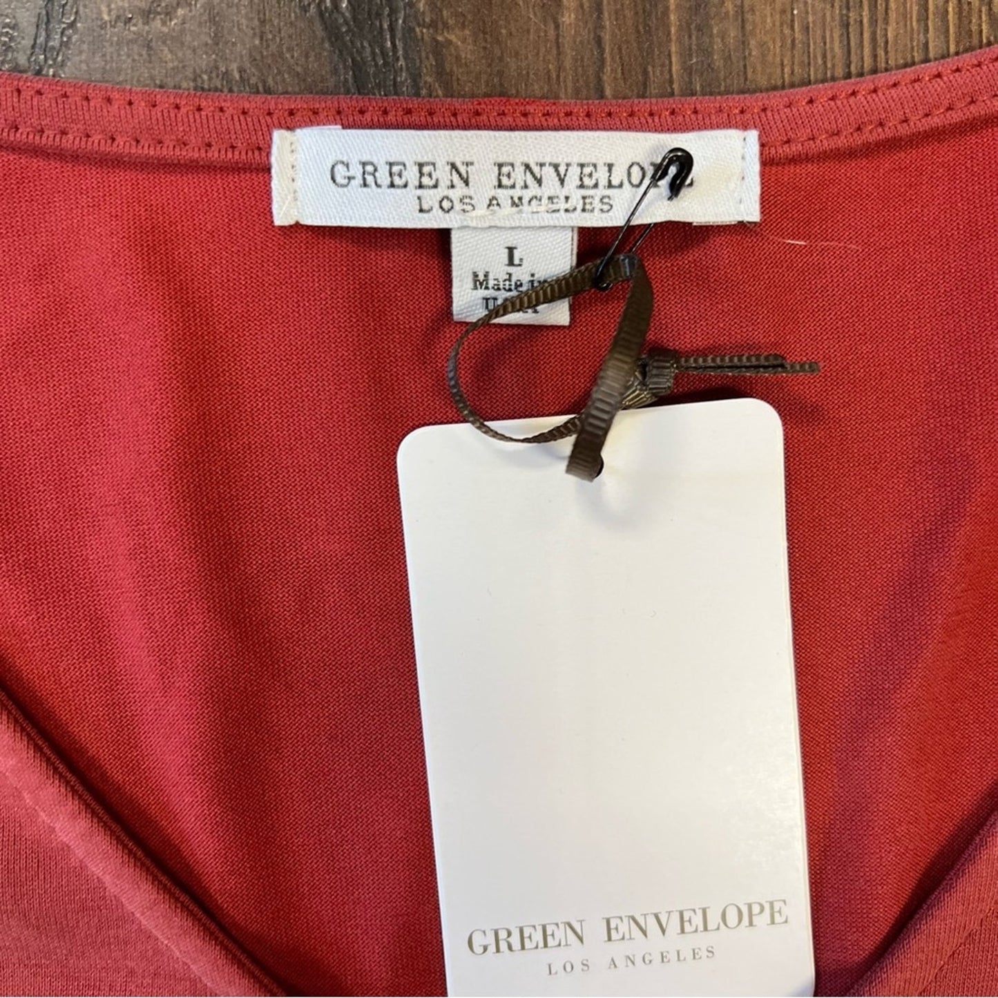 NEW Green Envelope rust zipper shirt SZ LG