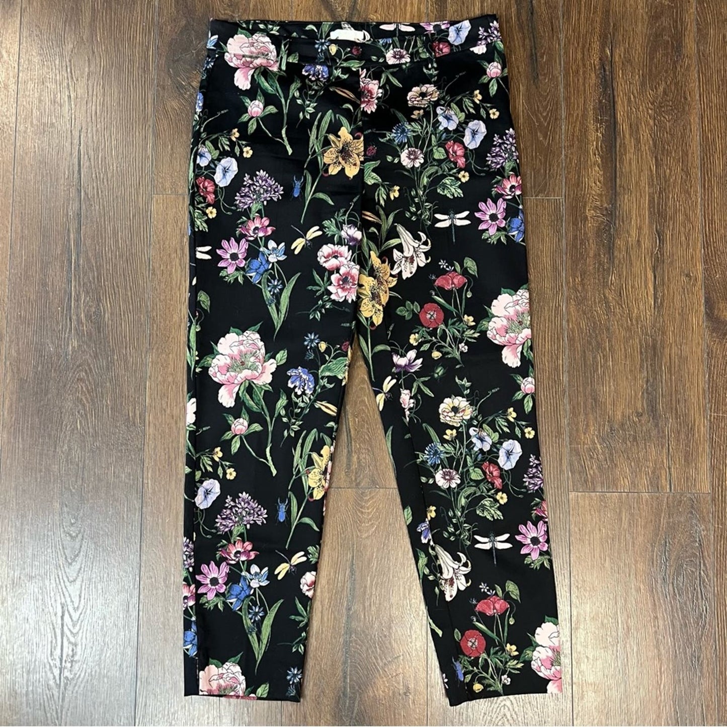 H&M black floral trouser SZ 12