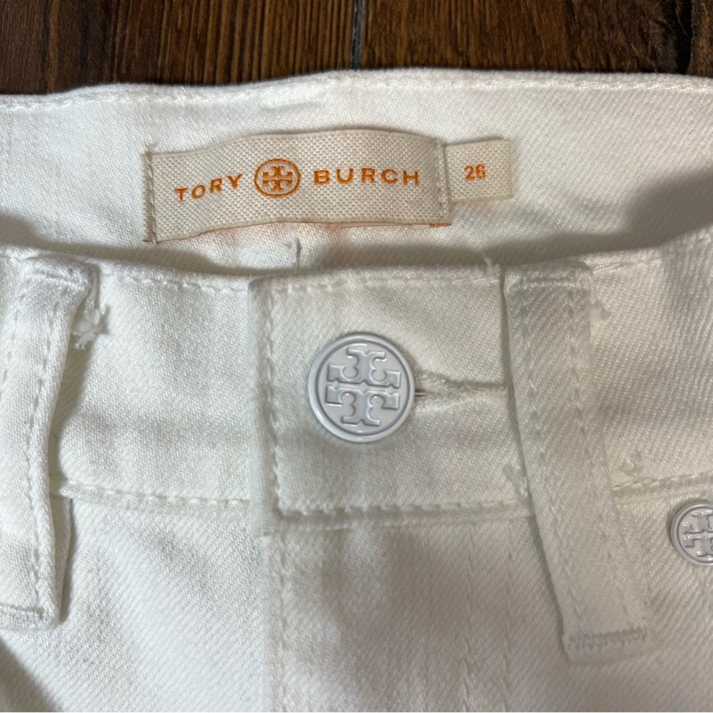 Tory Burch Keira Straight-Leg White Rinse Wash Jeans SZ 26/2