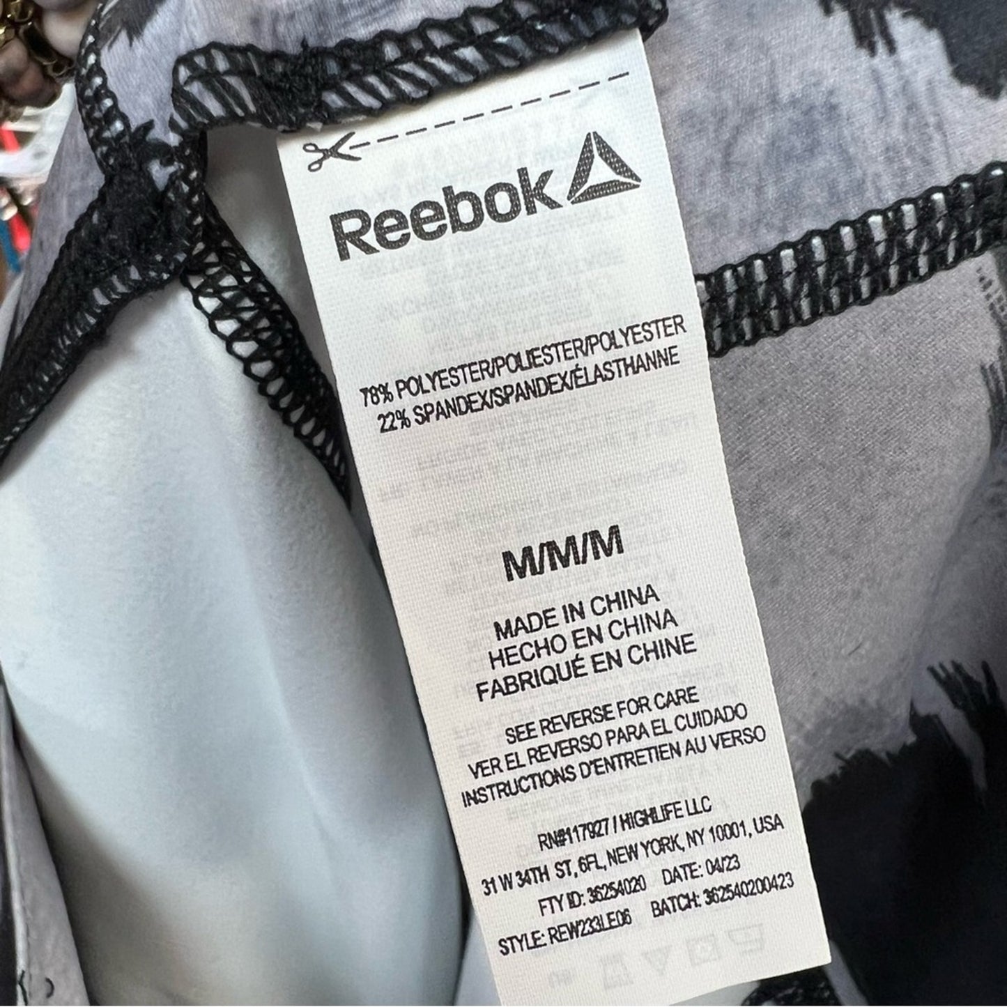 NEW Reebok black & white tights SZ MED