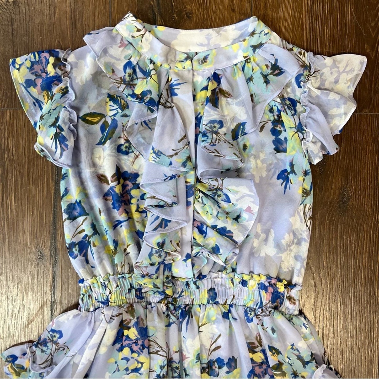 MISA Los Angeles Alona Floral-Print Ruffle Mini Dress SZ XS