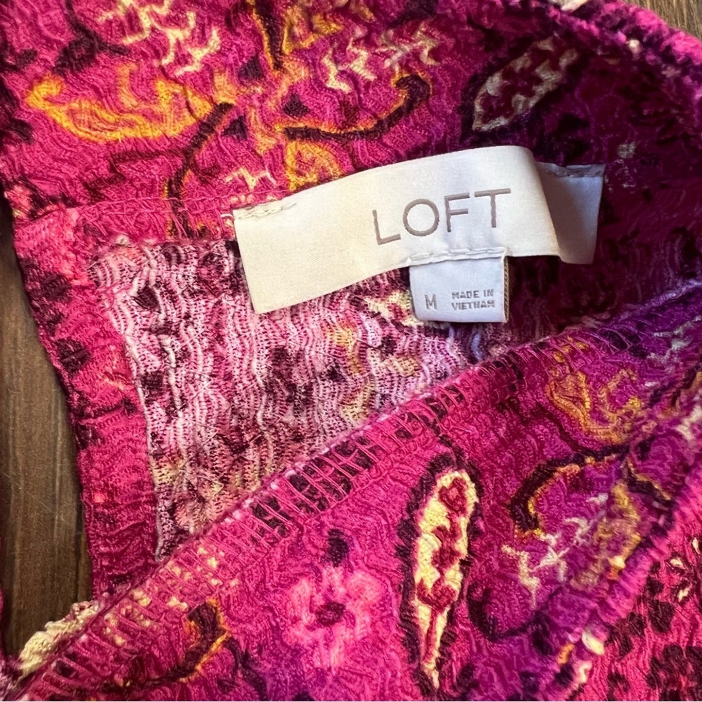 LOFT Paisley Mock Neck Top SZ MED