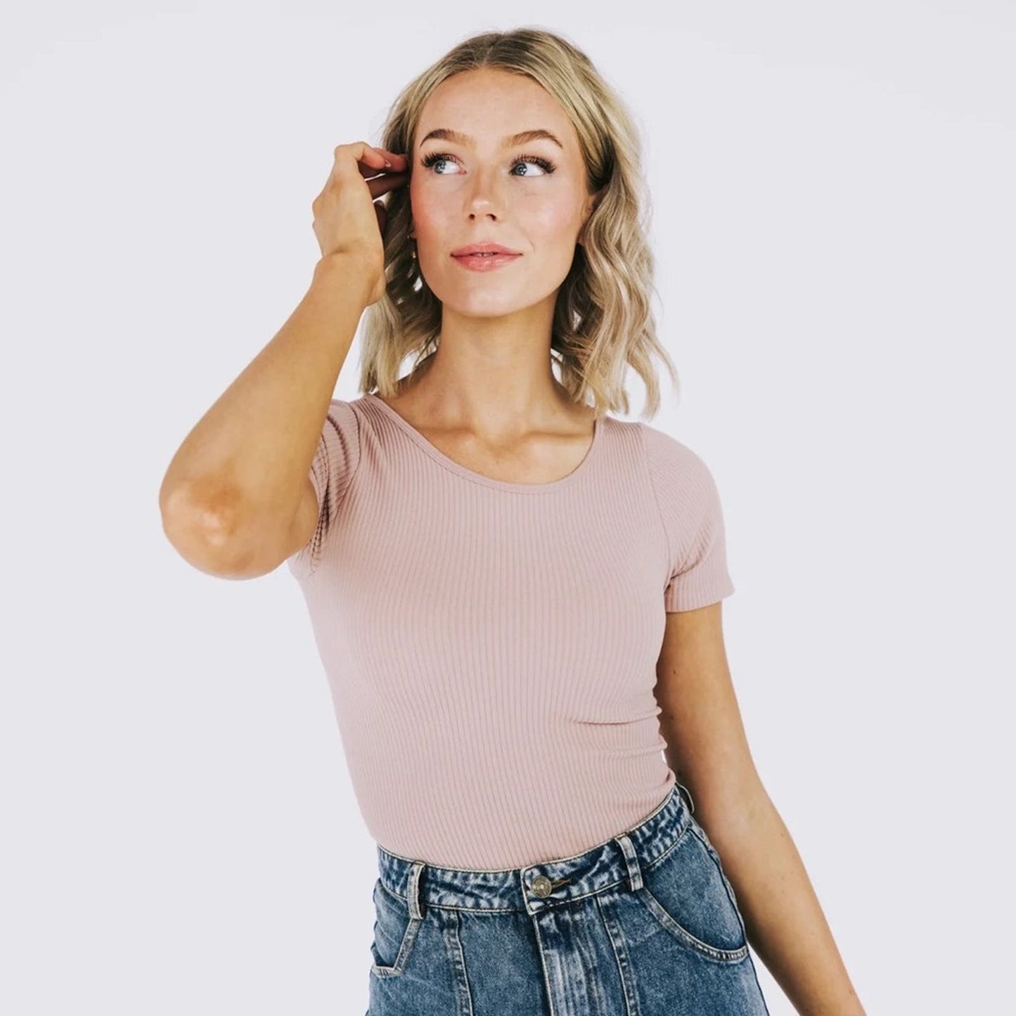🆕 INTIMATELY FREE PEOPLE Ribbed Tee Pullover Top in ballet SZ M/L