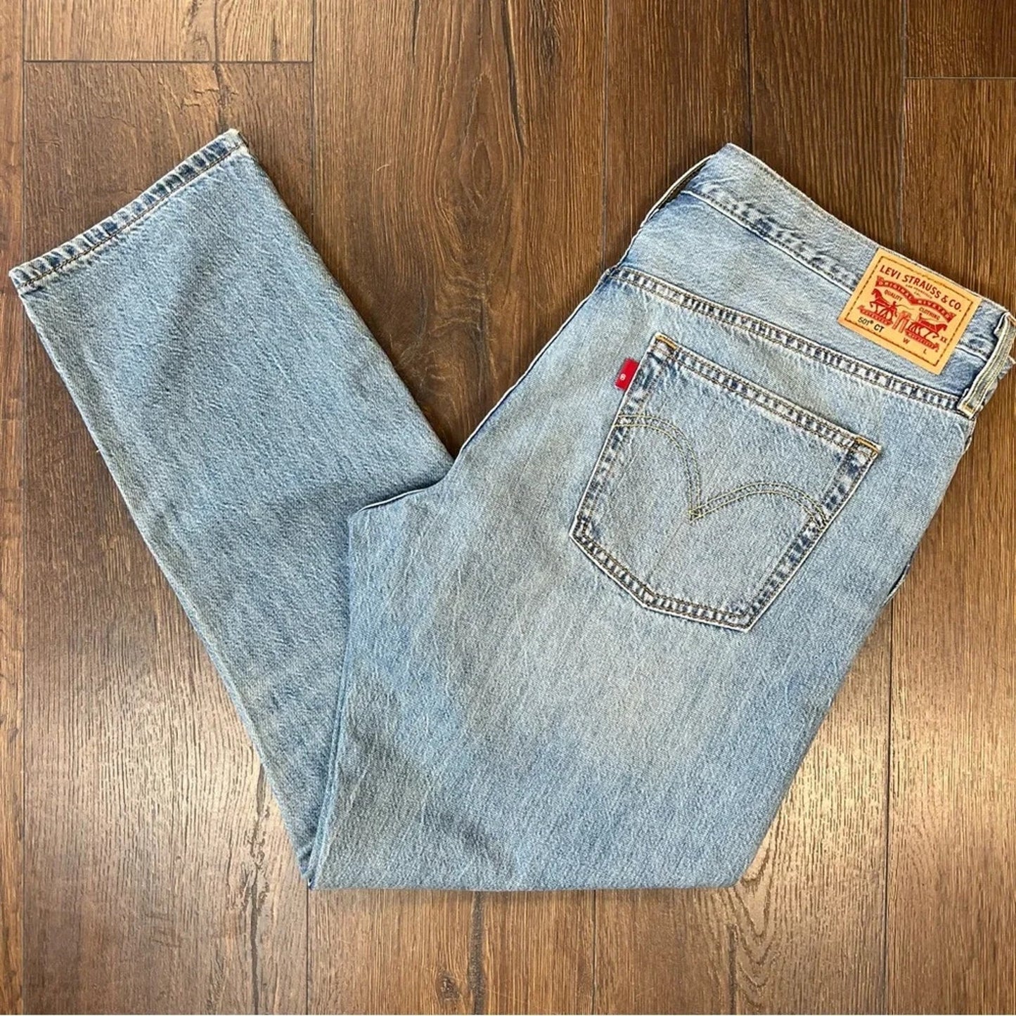 Levi’s 501 original fit light‎ wash patchwork jean SZ 32/12