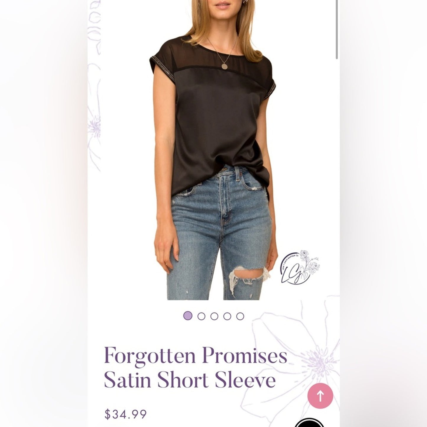 NWOT Hem & Thread Forgotten Promises
Satin Short Sleeve SZ MED