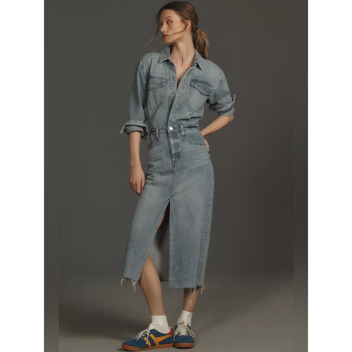 🆕 Pistola Amira Denim Midi Dress NWT SZ XS