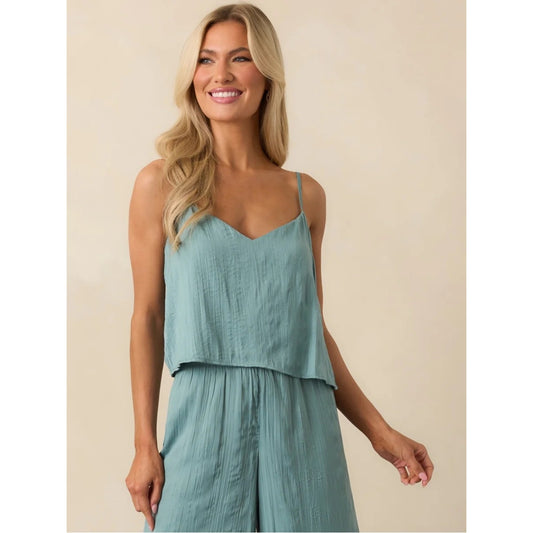 🆕 Z SUPPLY FIORE SATIN TANK-SEA PINE NWT SZ MED