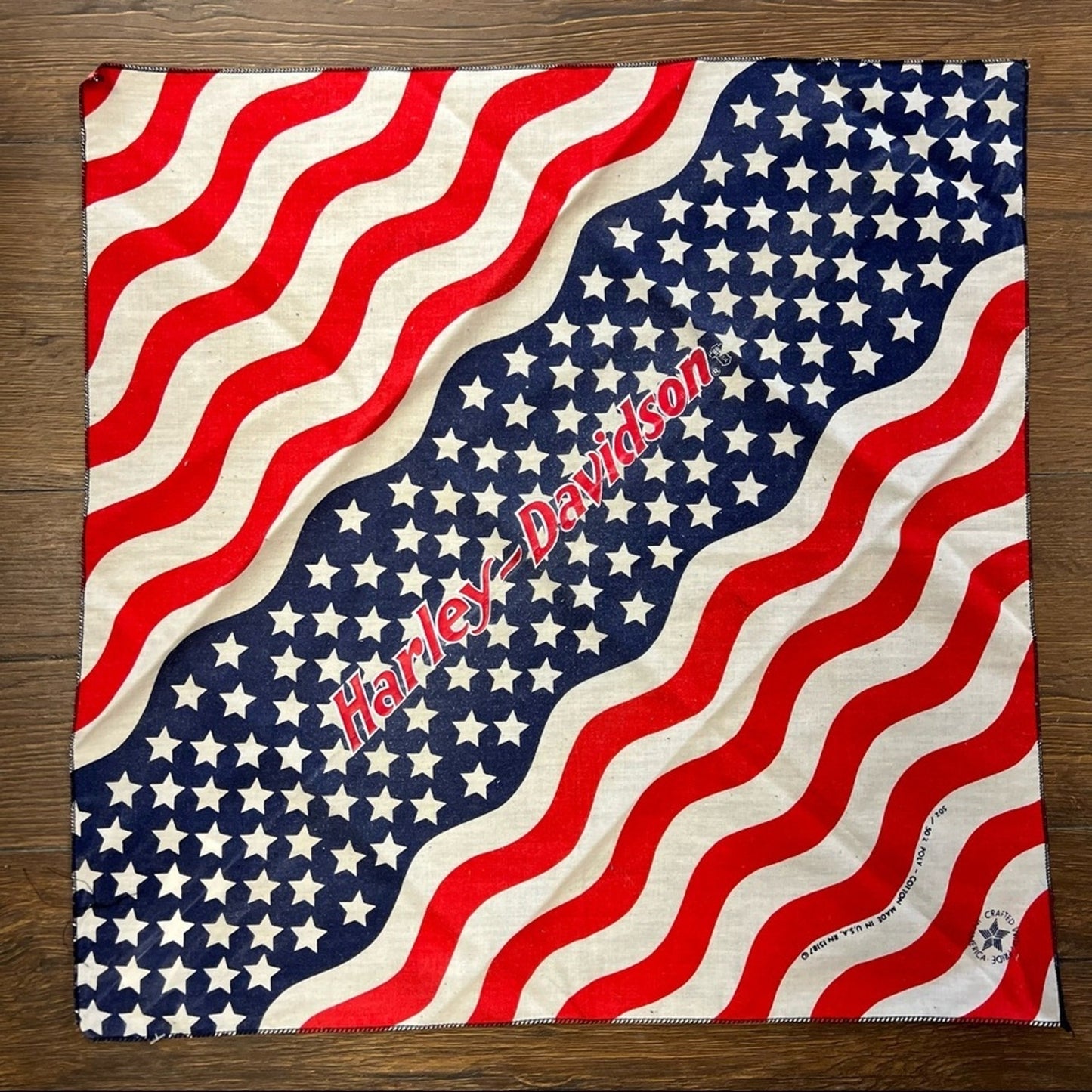 Vintage Harley-Davidson Made in USA American Flag bandana