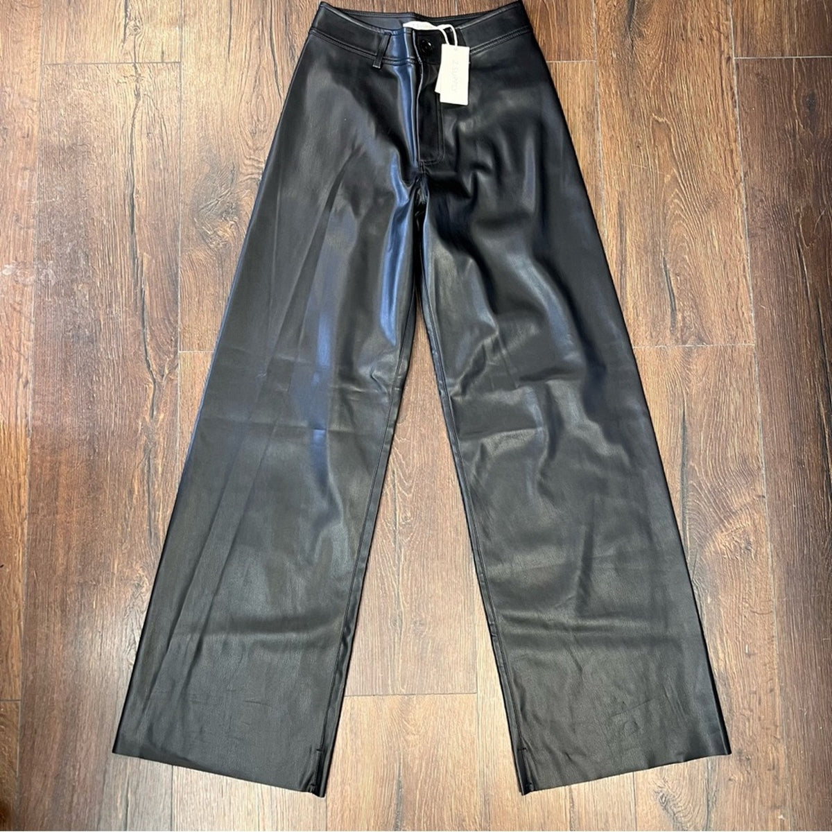 New Z Supply Rilynn Black Faux Leather Wide‎ Leg Pant NWT SZ XS