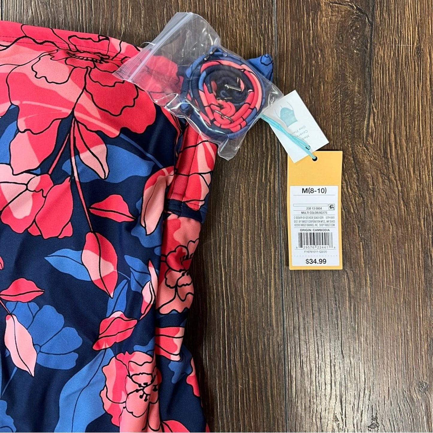 🆕 Kona Sol Bandeau Floral One Piece Swimsuit SZ MED