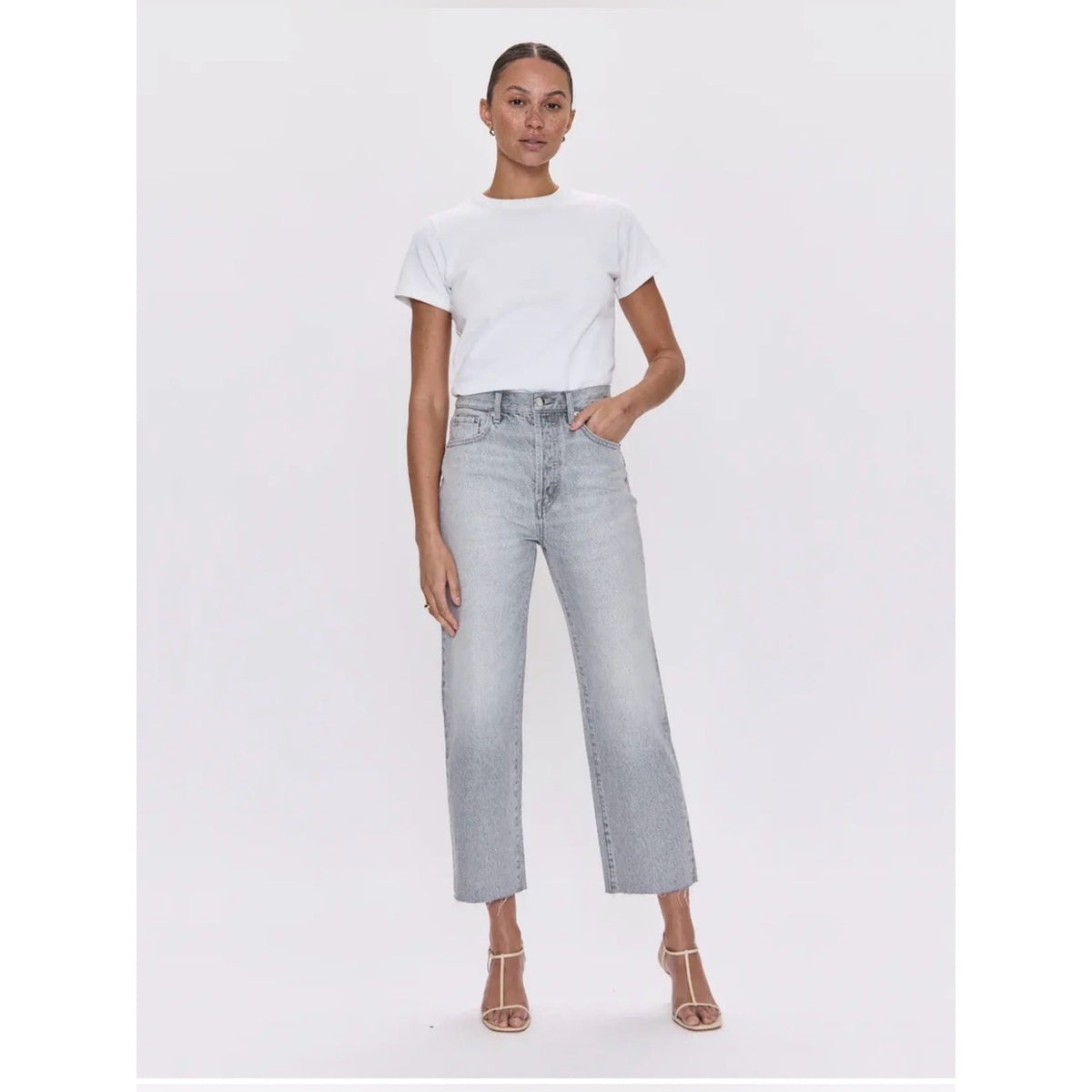 🆕 PISTOLA Cassie Crop Super High Rise Straight Jeans SZ 30