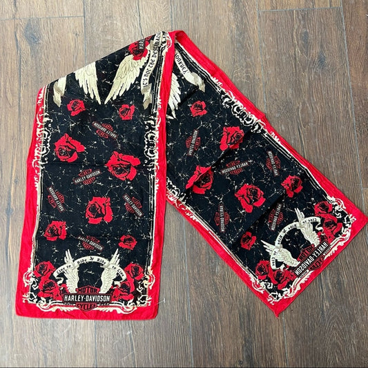 Harley-Davidson Vintage Black & Red Roses scarf