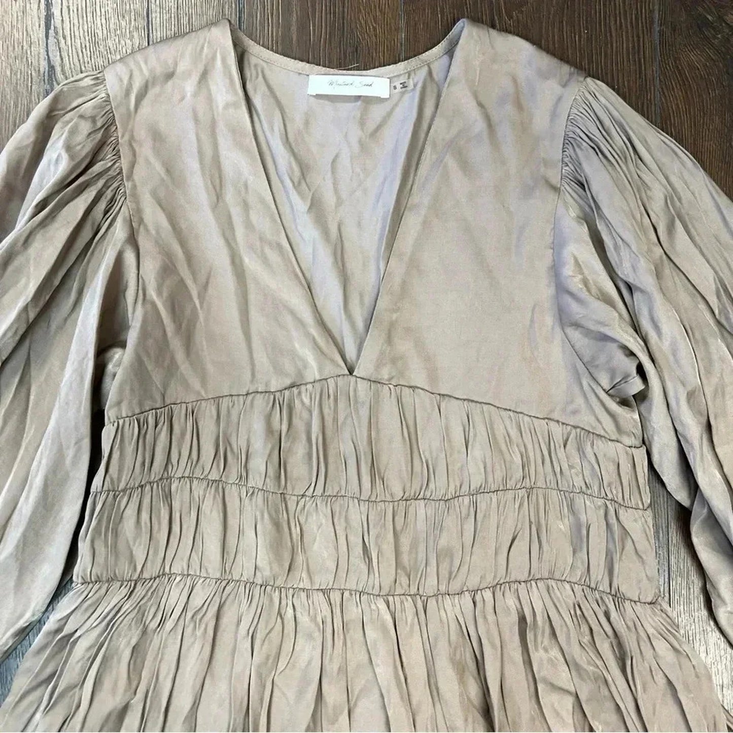 Mustard Seed Champagne deep V dress SZ SM