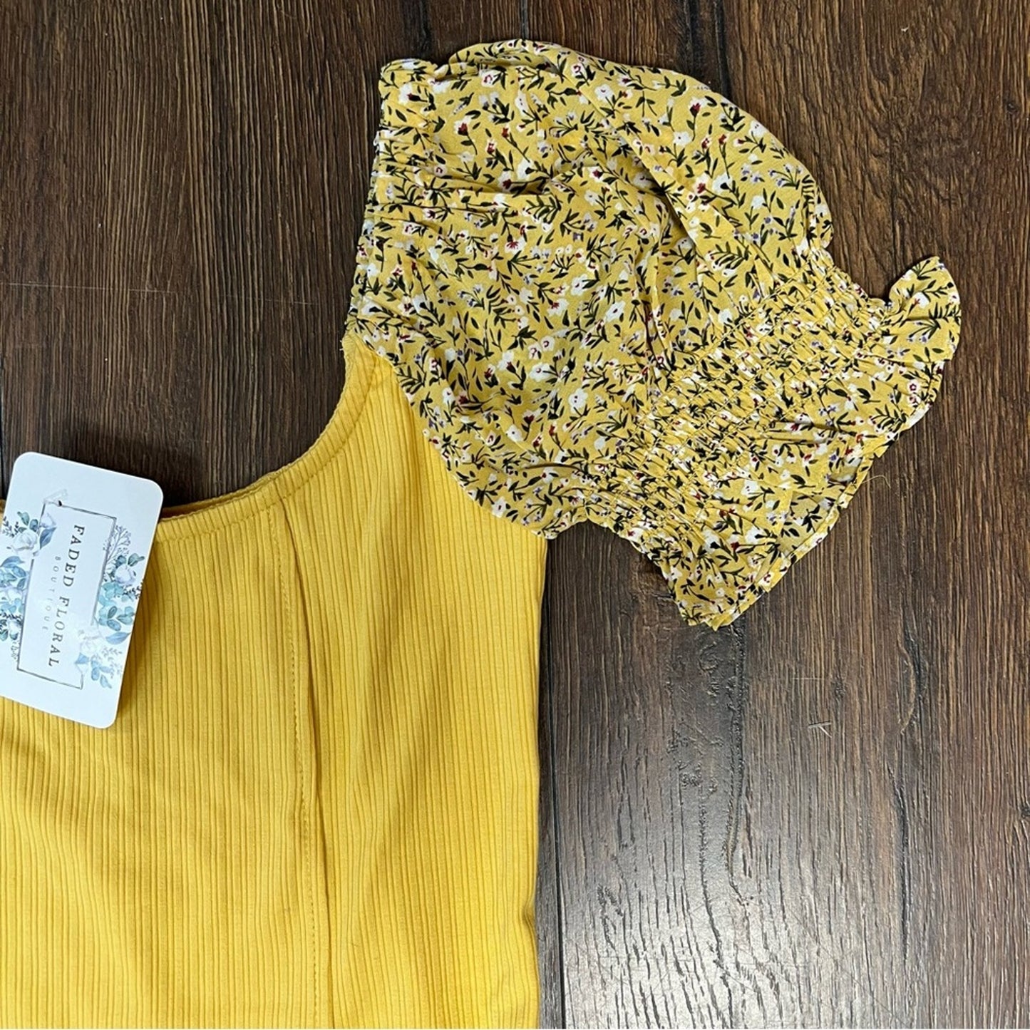 🆕 Faded Floral Promesa Every Breath Floral Puff-Sleeve Bodysuit SZ SM
