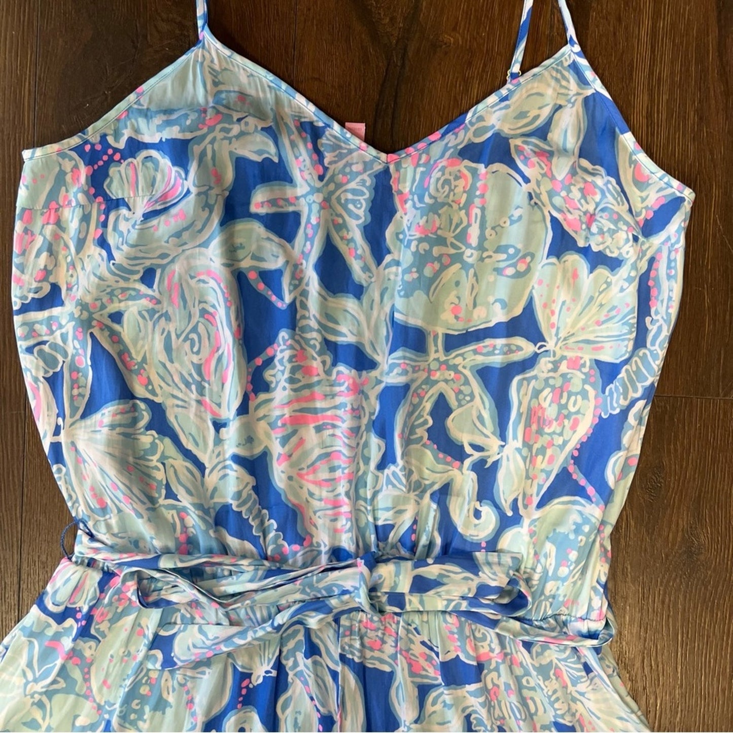 Lilly Pulitzer Deanna Romper in bay blue Into the deep SZ XL