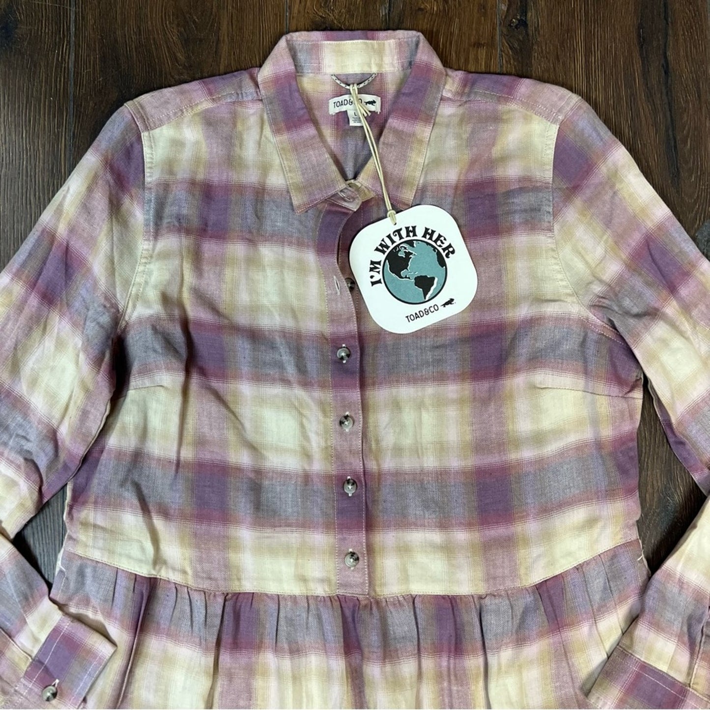 🆕 Toad & Co Reform Plaid Tiered Dress with pockets in Dawn SZ LG