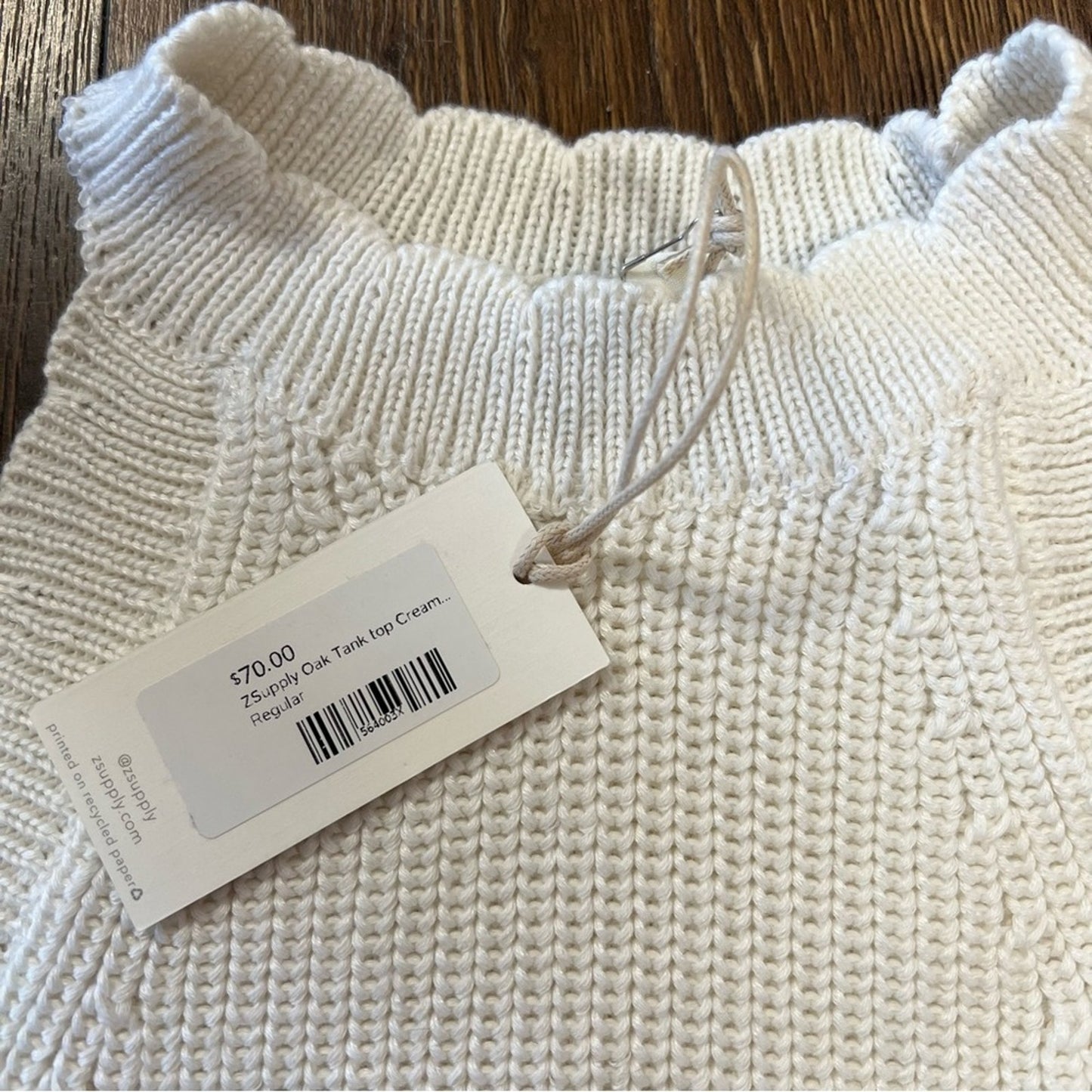 NEW Z Supply Ivory Knit Scalloped‎ sweater Top SZ LG
