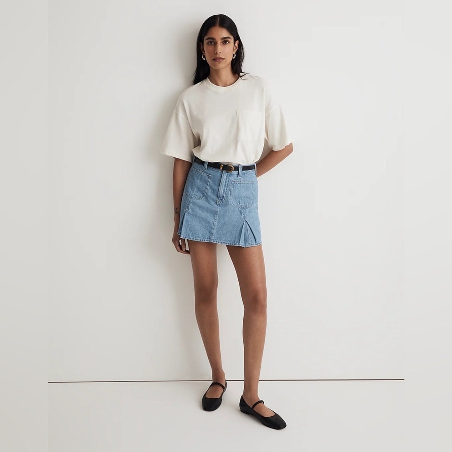 🆕 Madewell Pleated Denim Mini Skirt in Stilecrost Wash SZ 31/10