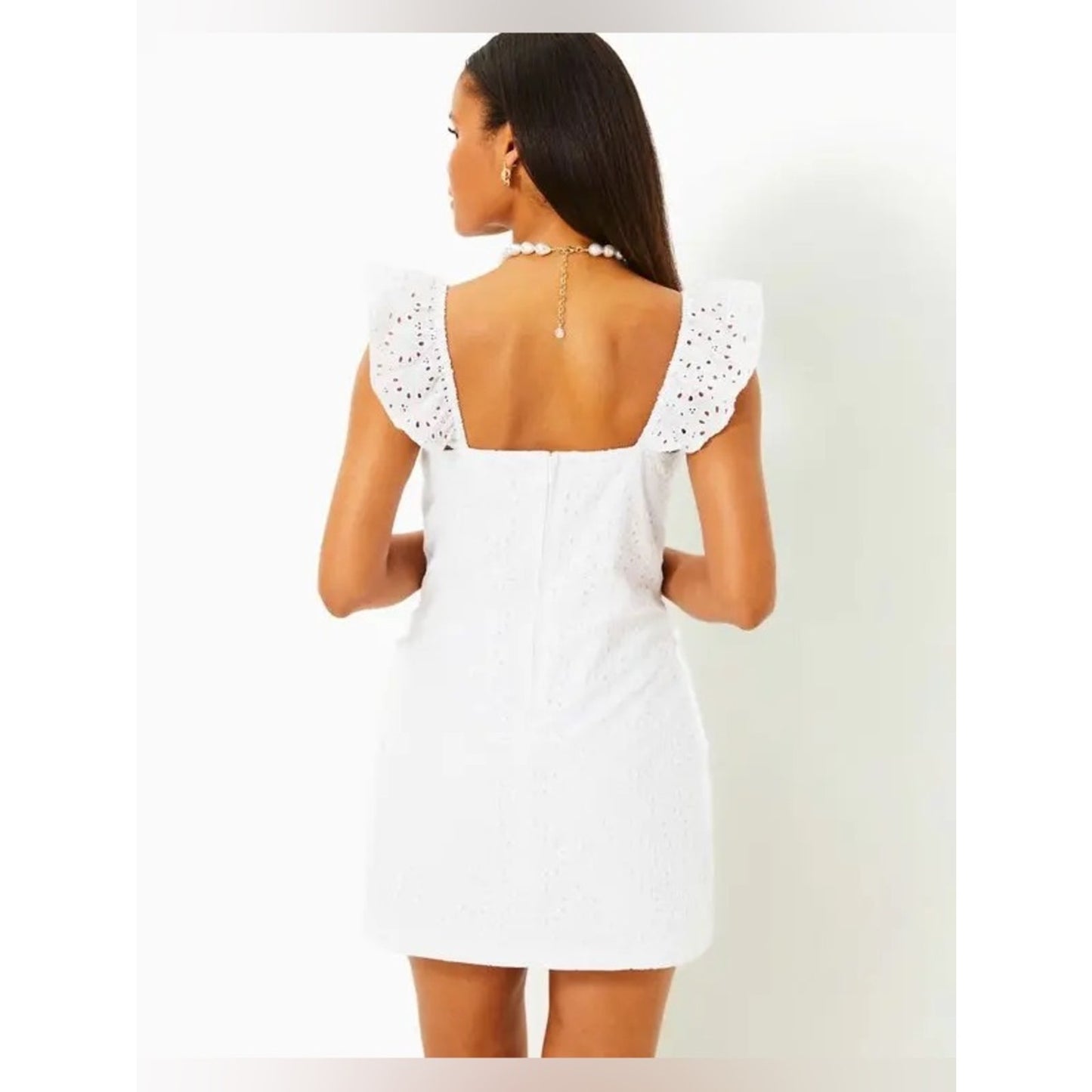 🆕 Lilly Pulitzer Zoya Eyelet Ruffle Square-Neck Resort White Romper NWT SZ 8
