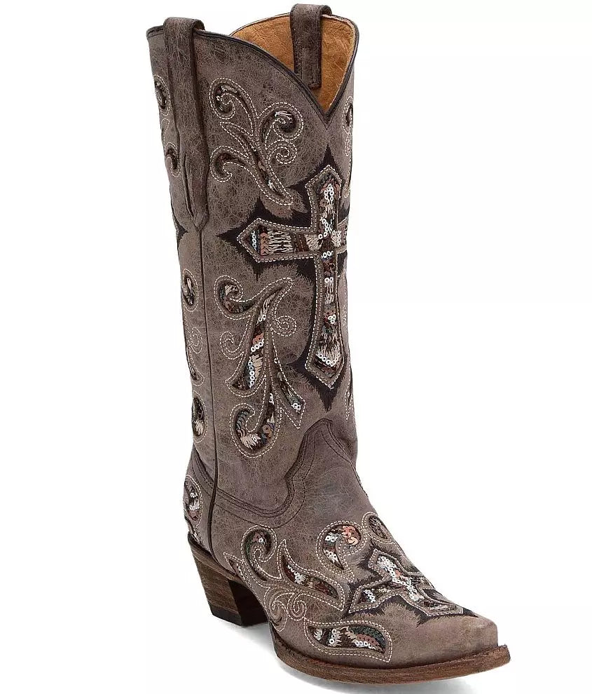 Corral Scarlett Cross Sequin Cowboy Boots SZ 7