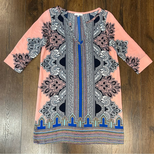 GLAM peach and blue bohemian dress SZ LG