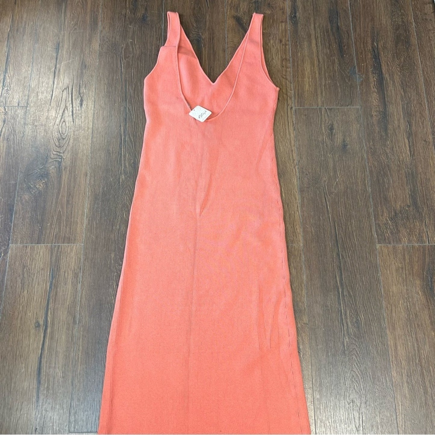 🆕‎ Free People Sweater Midi Coral Dress NWT SZ LG