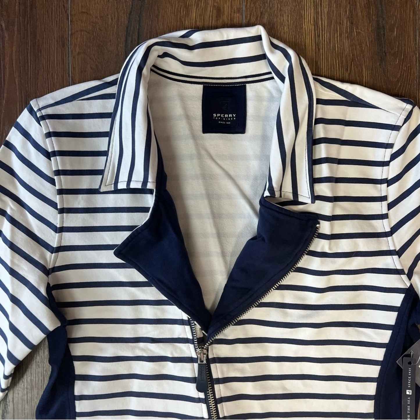 Sperry Top Sider Zip Up Striped Jacket SZ LG