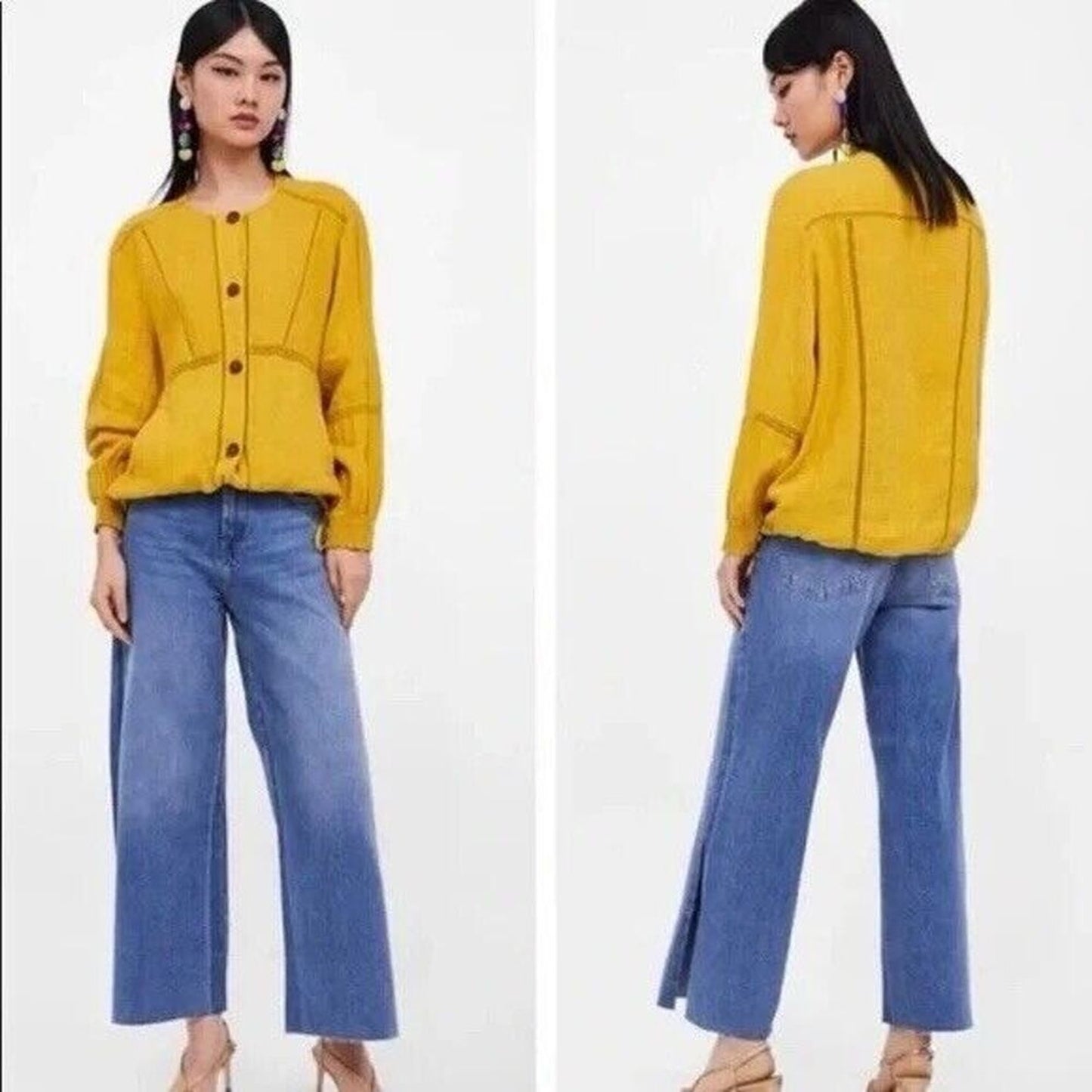 Zara Women’s Mustard Linen Jacket SZ SM