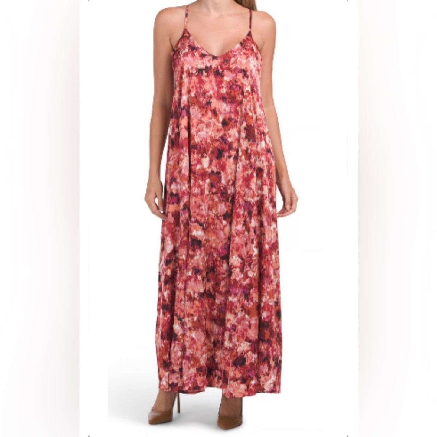 🆕 Nicole Miller Abstract Printed Maxi Dress SZ MED