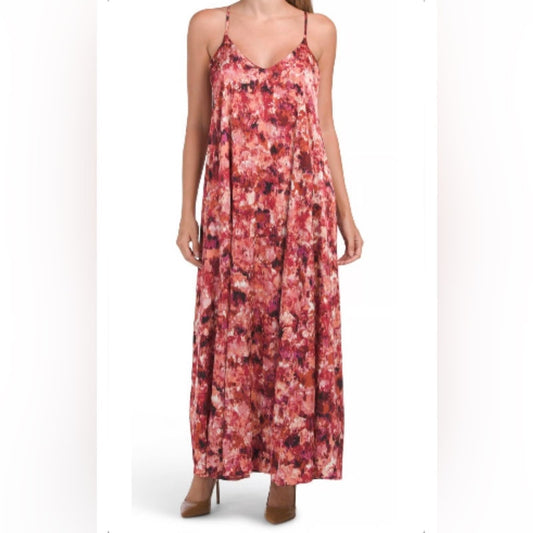 🆕 Nicole Miller Abstract Printed Maxi Dress SZ MED
