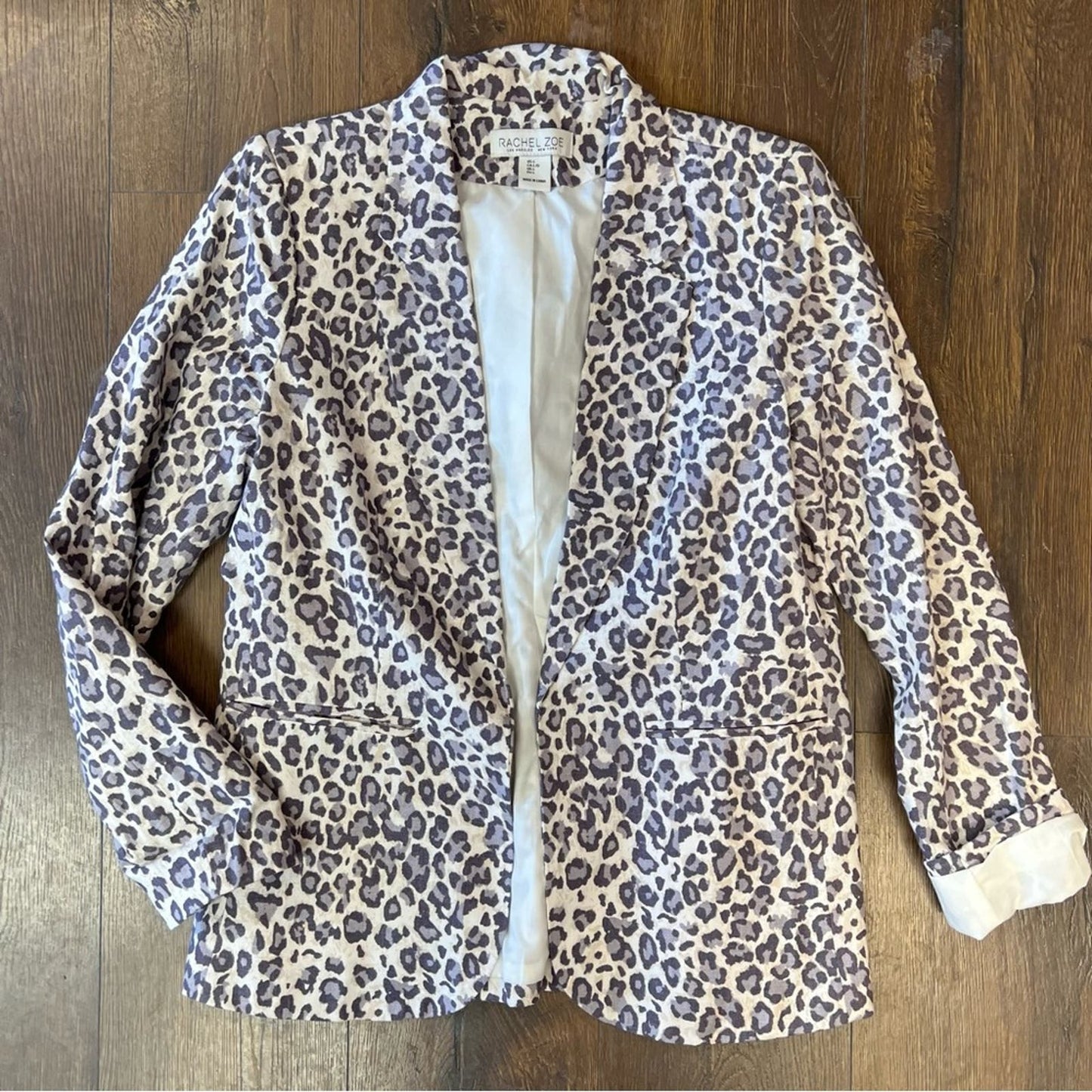 Rachel Zoe - Cream & Purple Leopard Printed Blazer SZ LG