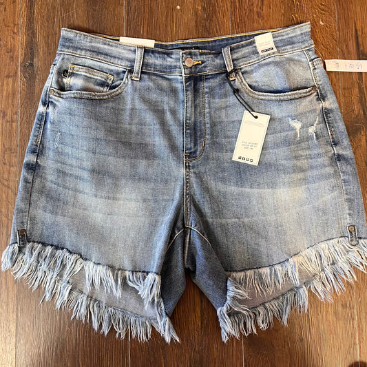 🆕JUDY BLUE HIGH RISE RAW HEM SHORTS SZ 2XL