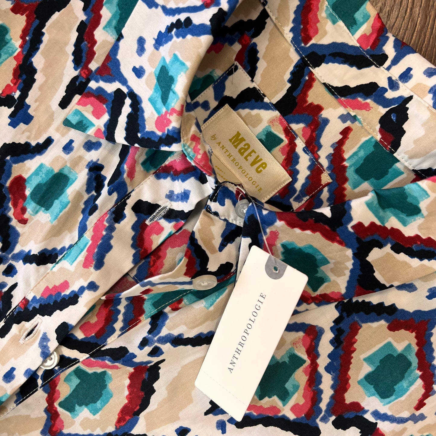 🆕 Anthropologie The Bettina Tiered Midi Maxi Shirt Dress Beige Multi Combo SZ SM