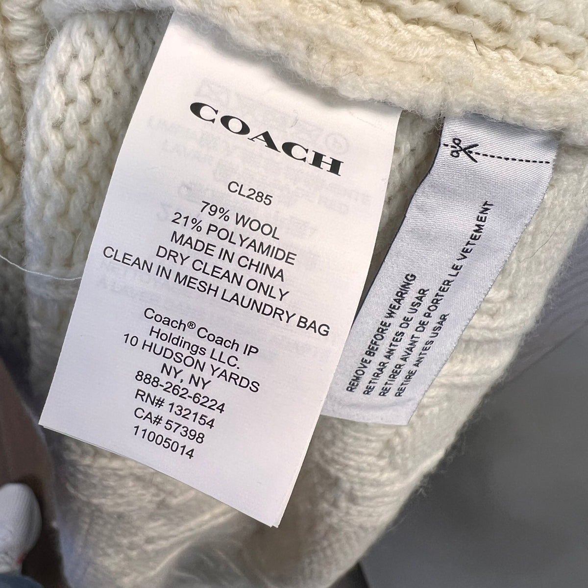 🆕 Coach Signature Wool Turtleneck Cable-Knit Poncho Sweater -Beige NWT SZ M/L