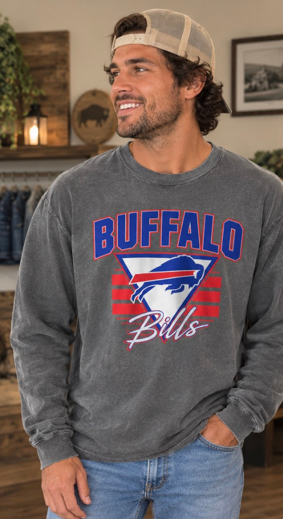 🆕  Comfort Colors Buffalo Bills L/S Tee-Pepper SZ LG