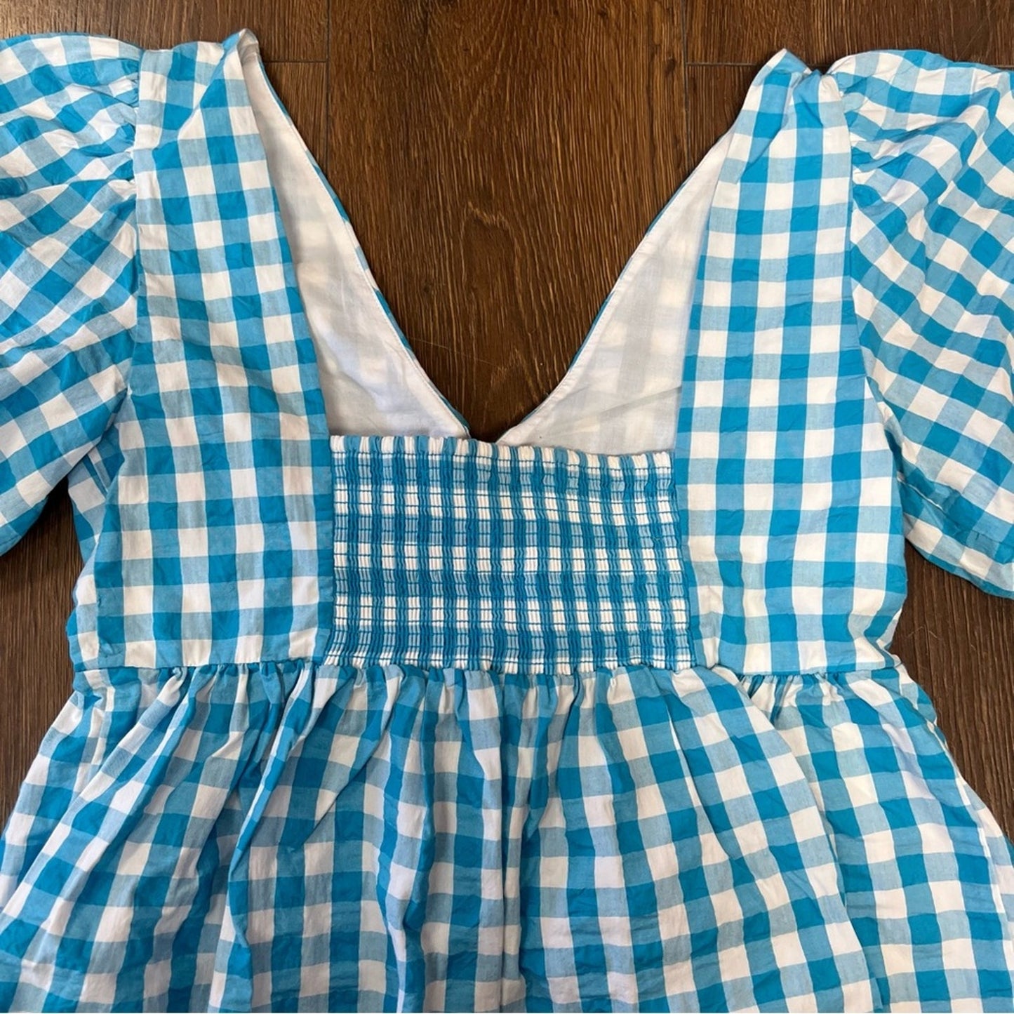 🆕 Lilly Pulitzer Sarafina Gingham turquoise oasis Babydoll Top SZ 8