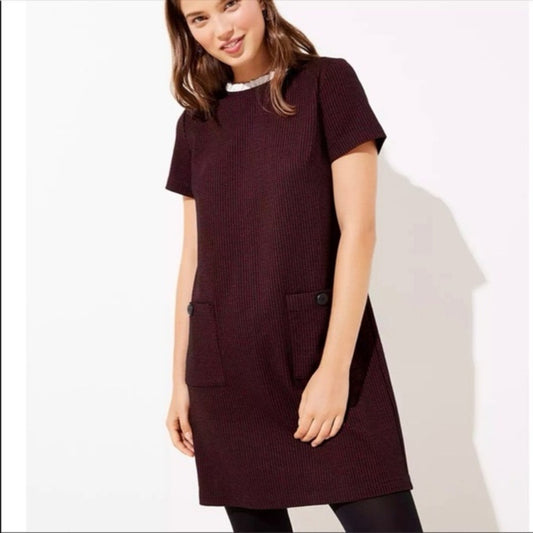 LOFT hounds tooth shift dress SZ 8