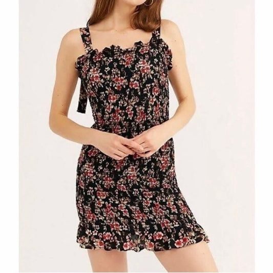 Free People Bella Smocked Floral Bodycon Dress SZ SM