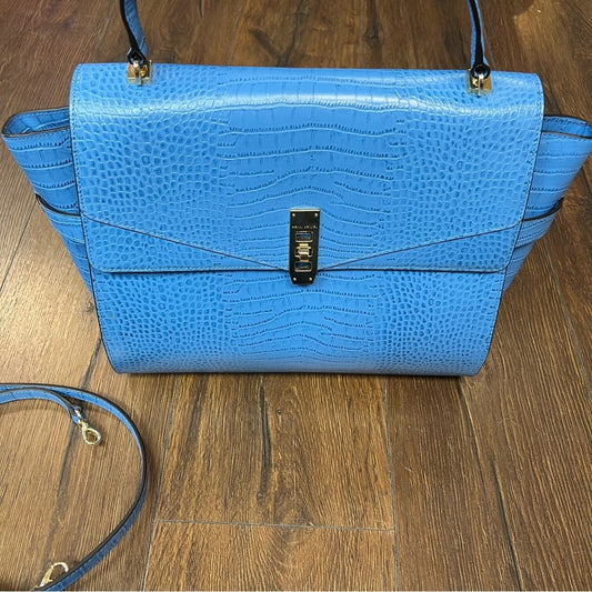 Henri Bendel large blue crocodile embossed Uptown Satchel