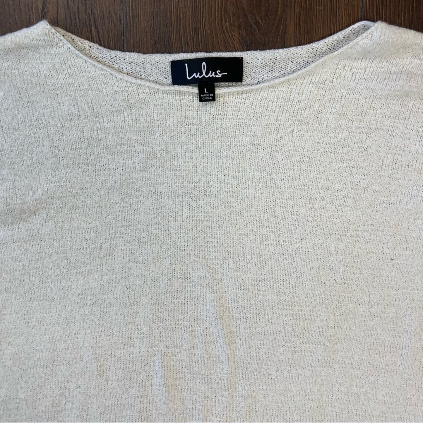 Lulu’s Positive Affirmations Ivory Loose Knit Sweater SZ LG