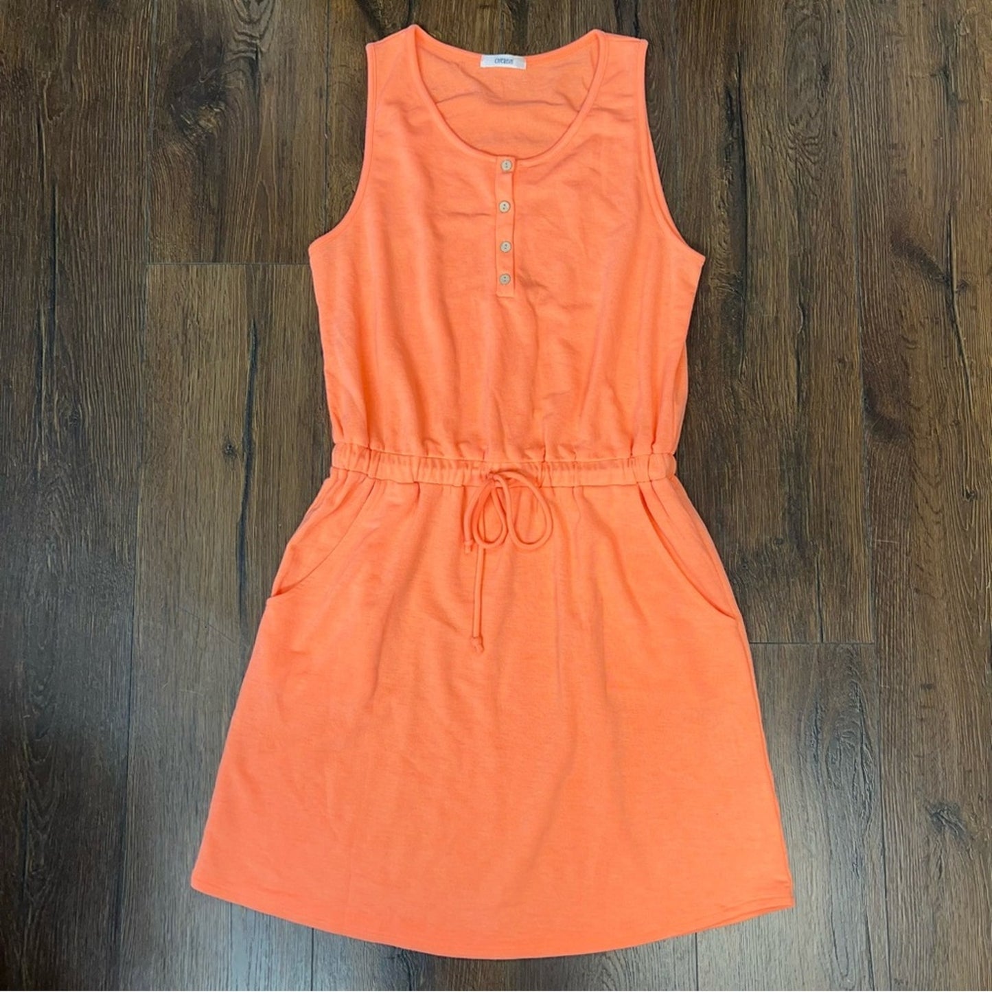 CHERISH Sleeveless Henley Style French Terry Dress SZ LG